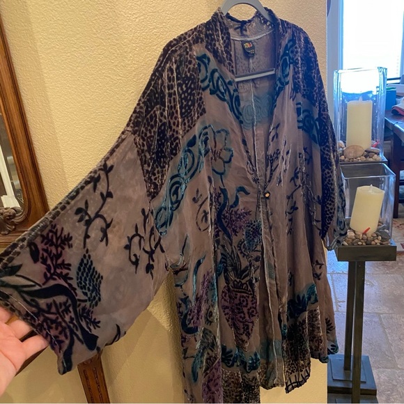 ETHOS Women Silk Floral Sheer Kimono Topper Size 1X Plus - Picture 3 of 8